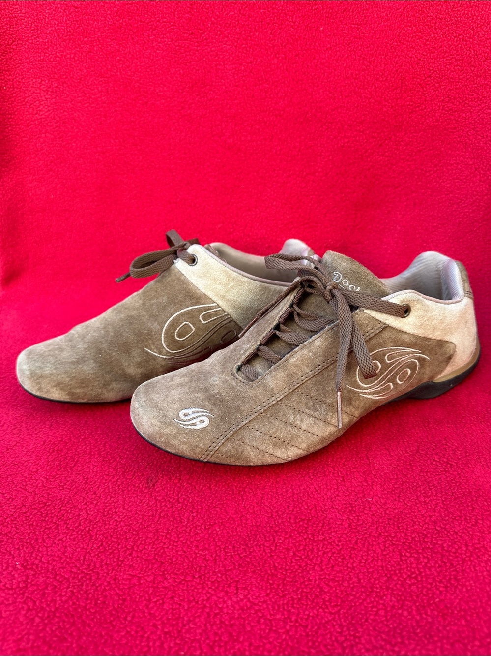 Dockers by Gerli Brown Suede Asymmetrical Side Lace Sneakers Size 38 (7 to 7.5)